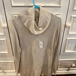 LOFT Women's Beige Cowl Neck Sweater